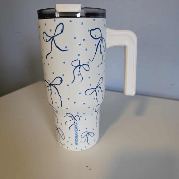 NWT HydraPeak Artisan Collection Dark Blue Bows Voyager 25 oz Flip & Straw Lid - Picture 7 of 8